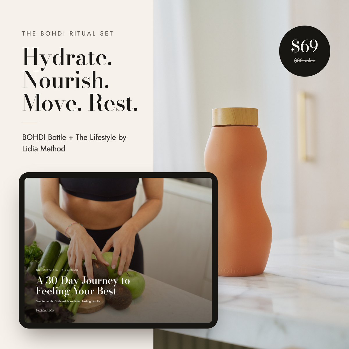 The BOHDI Ritual Set: BOHDI Bottle + The Lifestyle by Lidia Method