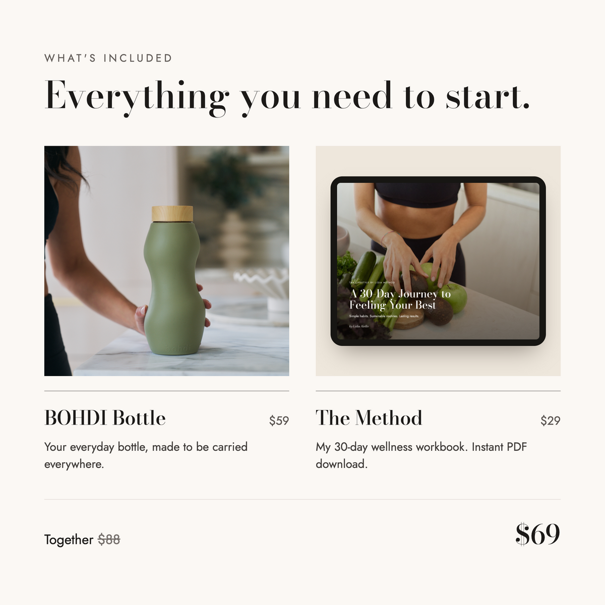 The BOHDI Ritual Set: BOHDI Bottle + The Lifestyle by Lidia Method